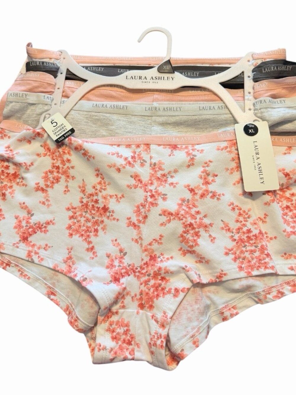 Laura Ashley Womens 5-Pack Super Soft Briefs Boyshorts Panties Sz XL ~LS2186